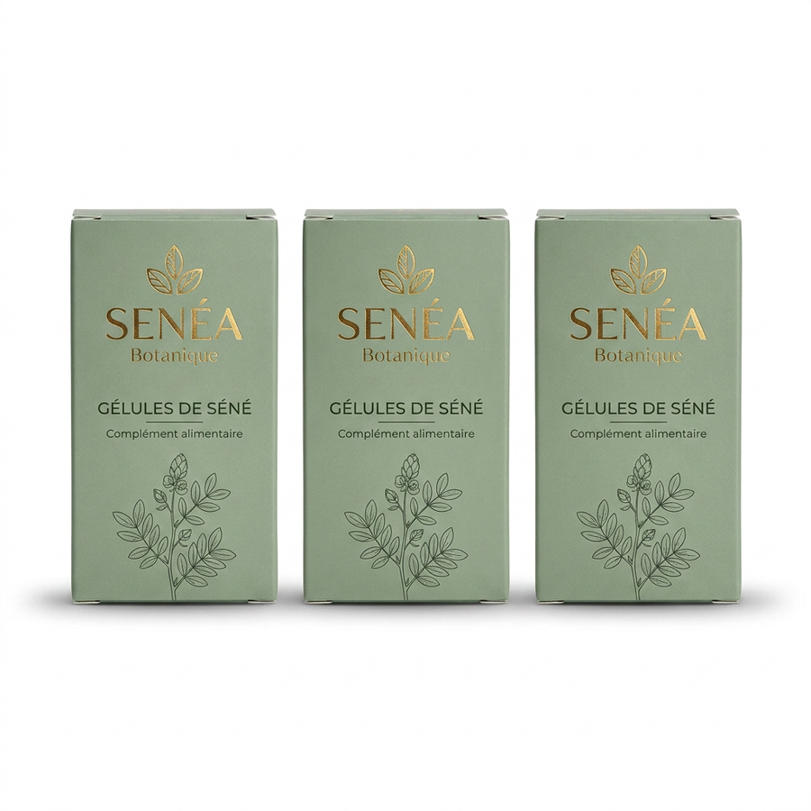 Lot de 3 Boites Gélules de Séné - 120 Capsules Végétales 300mg - Transit Digestif Naturel