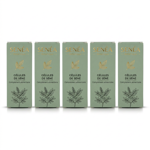 Lot de 5 Boites Gélules de Séné - 120 Capsules Végétales 300mg - Transit Digestif Naturel