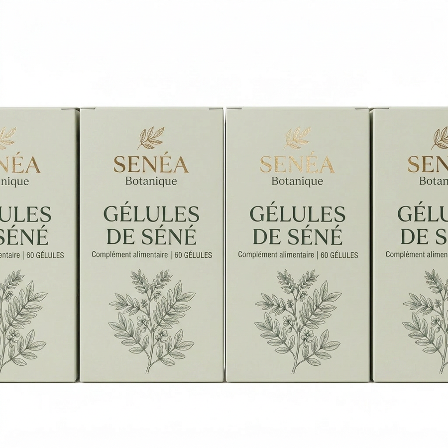 Lot de 4 Boites Gélules de Séné - 120 Capsules Végétales 300mg - Transit Digestif Naturel