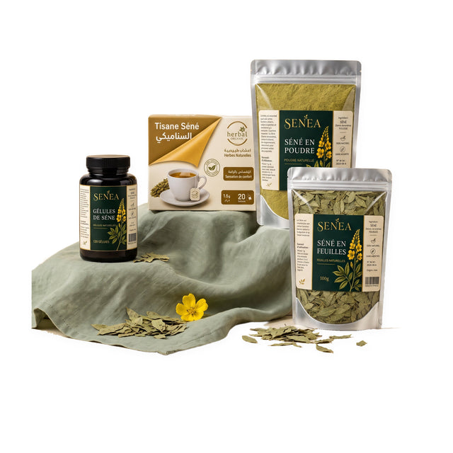 Pack Découverte SENÉA Botanique : tisane, gélules, poudre et feuilles de séné