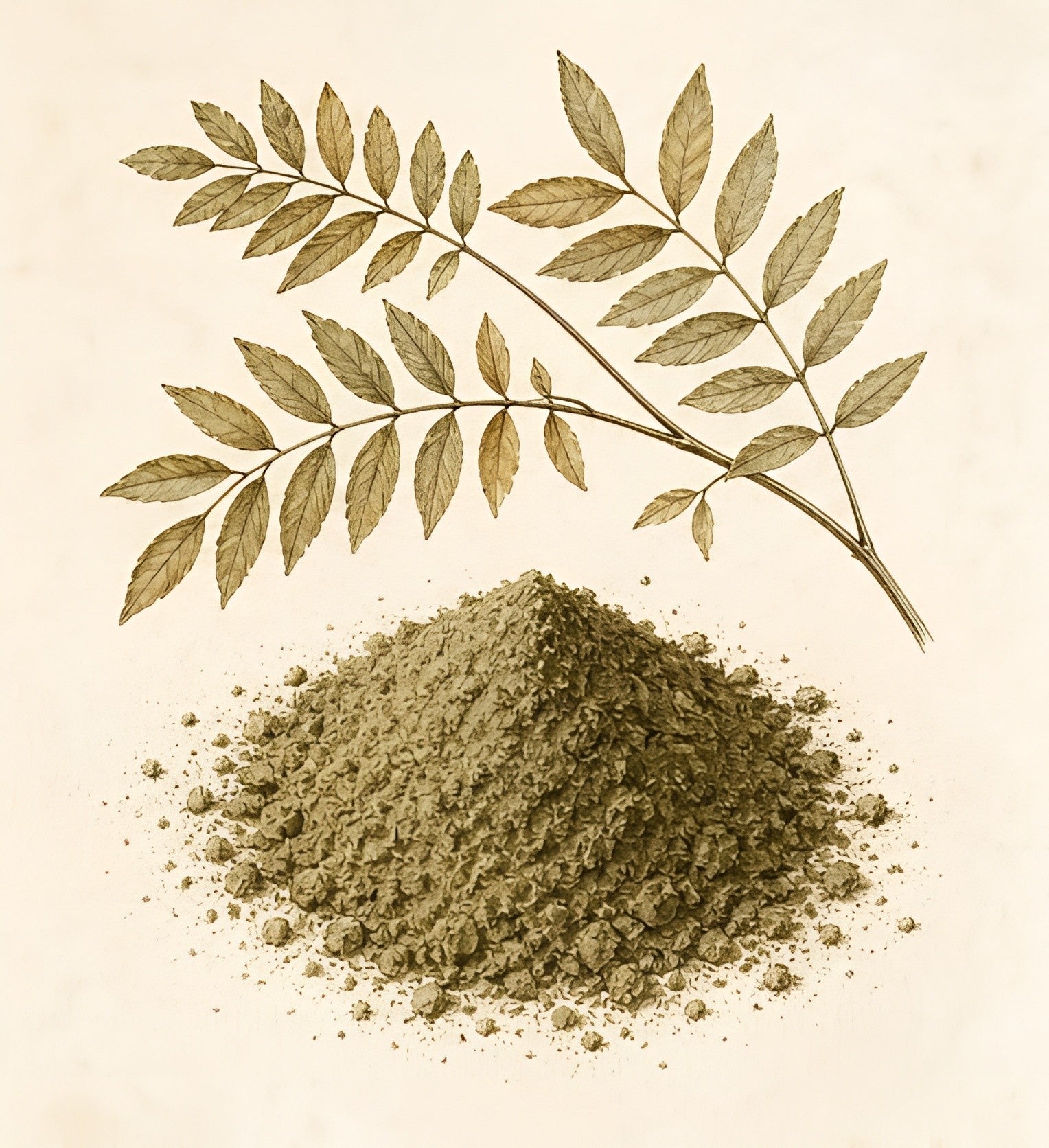 Cassia angustifolia — feuilles broyées